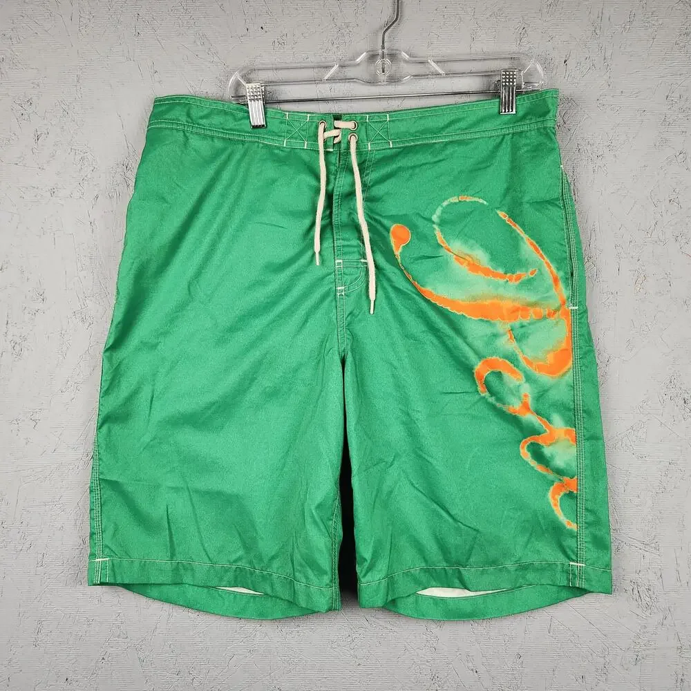 Vintage Polo Ralph Lauren Swim Trunks Mens Large Green Board Shorts Mesh Lined
